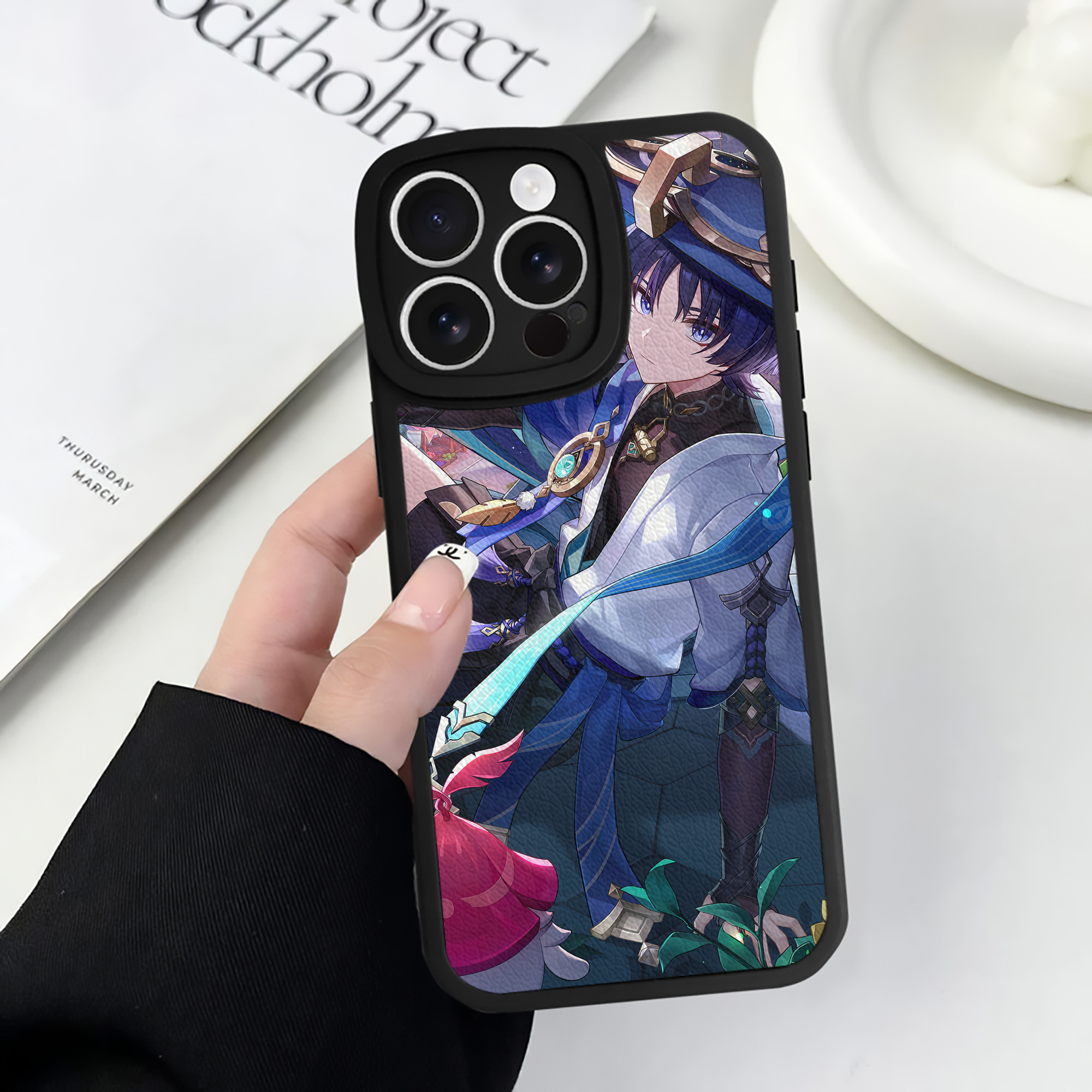げんし神 genshin 【iPhone 16シリーズ対応】シリコンスマホケース（レザー調） 材質：シリコン